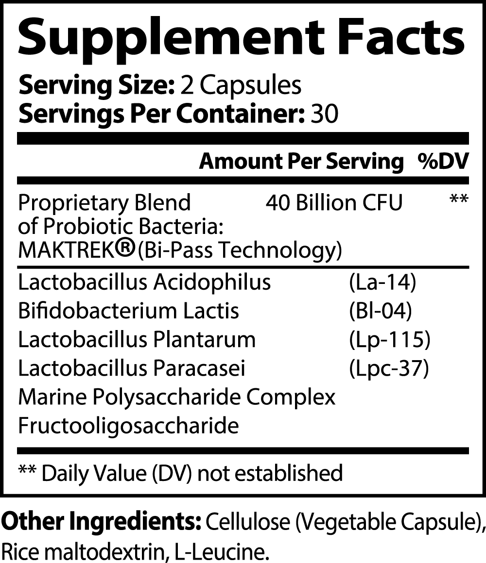 100% Natural Probiotic 40 Billion with Prebiotics